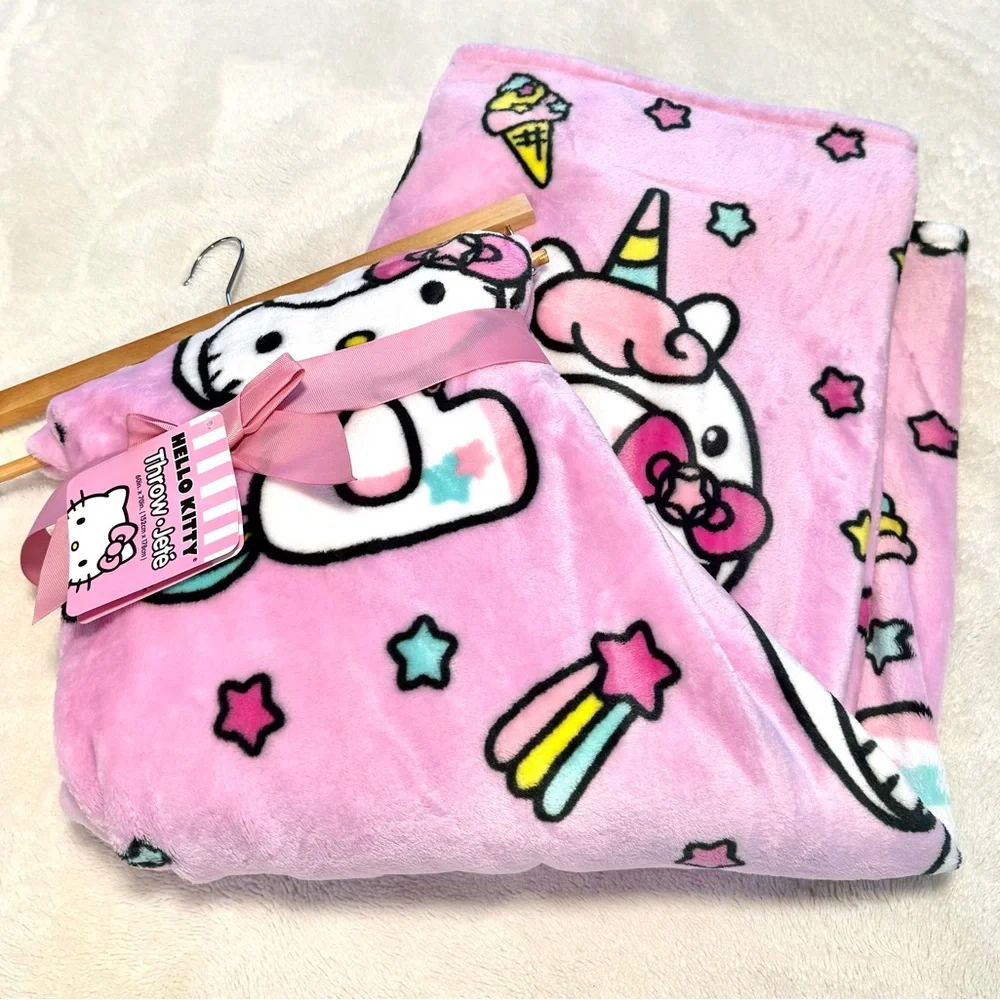 NWT Unicorn Hello Kitty Plush Throw Blanket